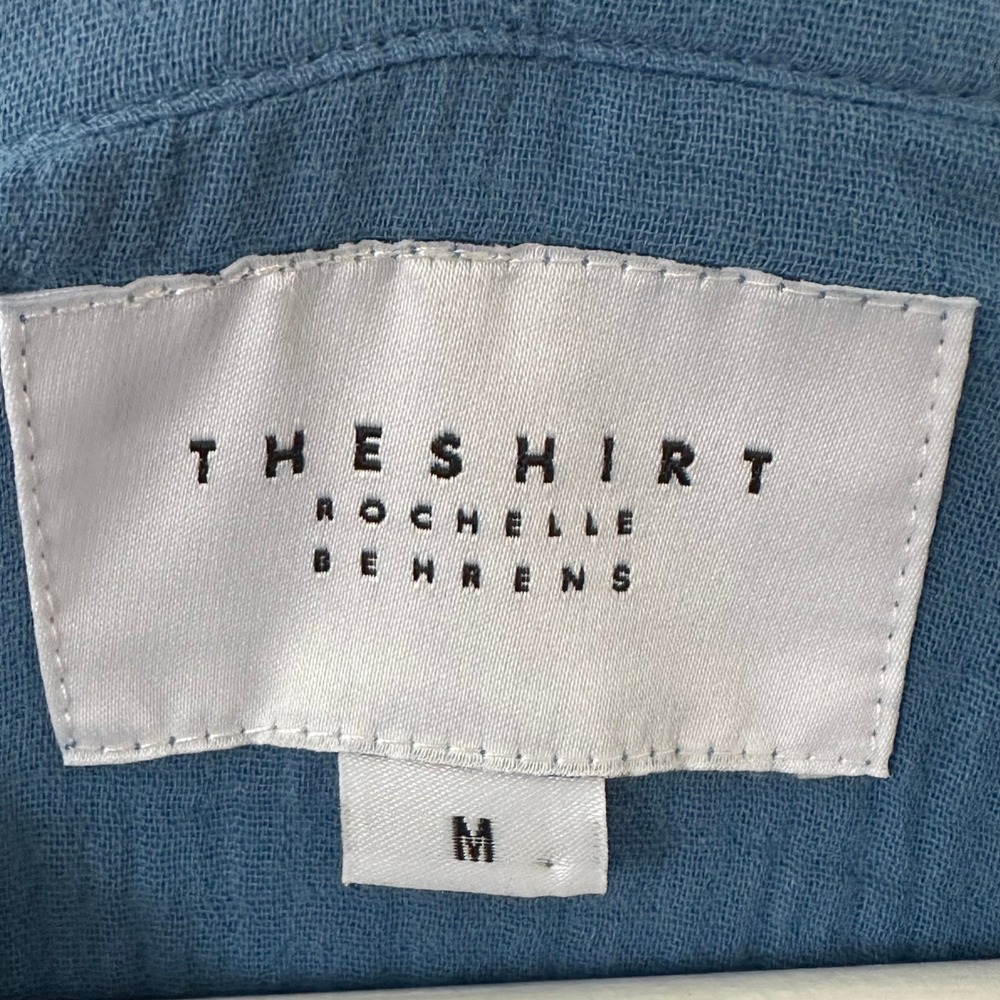THE SHIRT BY ROCHELLE BEHRENS The Logan Shirt Blue Gauze Size M - Picture 3 of 13